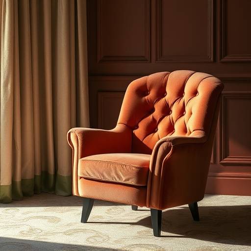 Comfortable armchair upholstered in luxurious velvet