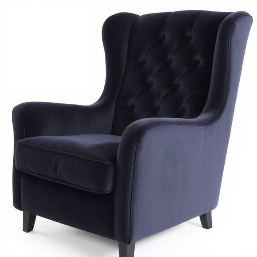 Comfortable armchair with a high back and rounded armrests, upholstered in velvet